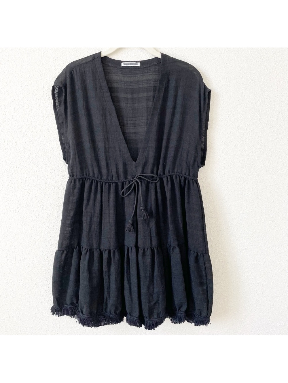 Robin Piccone Natalie Flouncy Dress Black Size Small Coastal Resortwear Goth